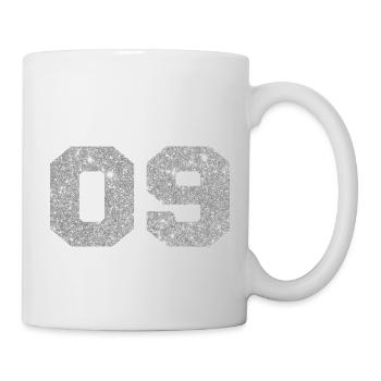 Nummer 9 Silberglitter - 9. Jahrestag - Tasse - Weiß - Rechts