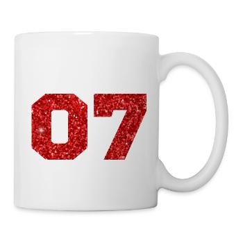 Numéro 7 paillettes rouge - 7e anniversaire - Mug blanc - blanc - Droite