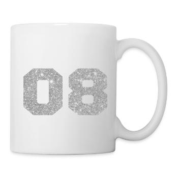 Nummer 8 Silberglitter - 8. Jahrestag - Tasse - Weiß - Rechts