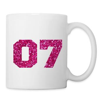 Numéro 7 paillettes rose - 7e anniversaire - Mug blanc - blanc - Droite