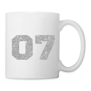 Nummer 7 Silberglitter - 7. Jahrestag - Tasse - Weiß - Rechts