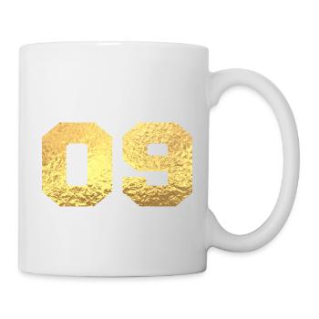 Nummer 9 Gold Glitter - 9. Jahrestag - Tasse - Weiß - Rechts