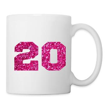Nummer 20 Pink Glitter - 20-jähriges Jubiläum - Tasse - Weiß - Rechts