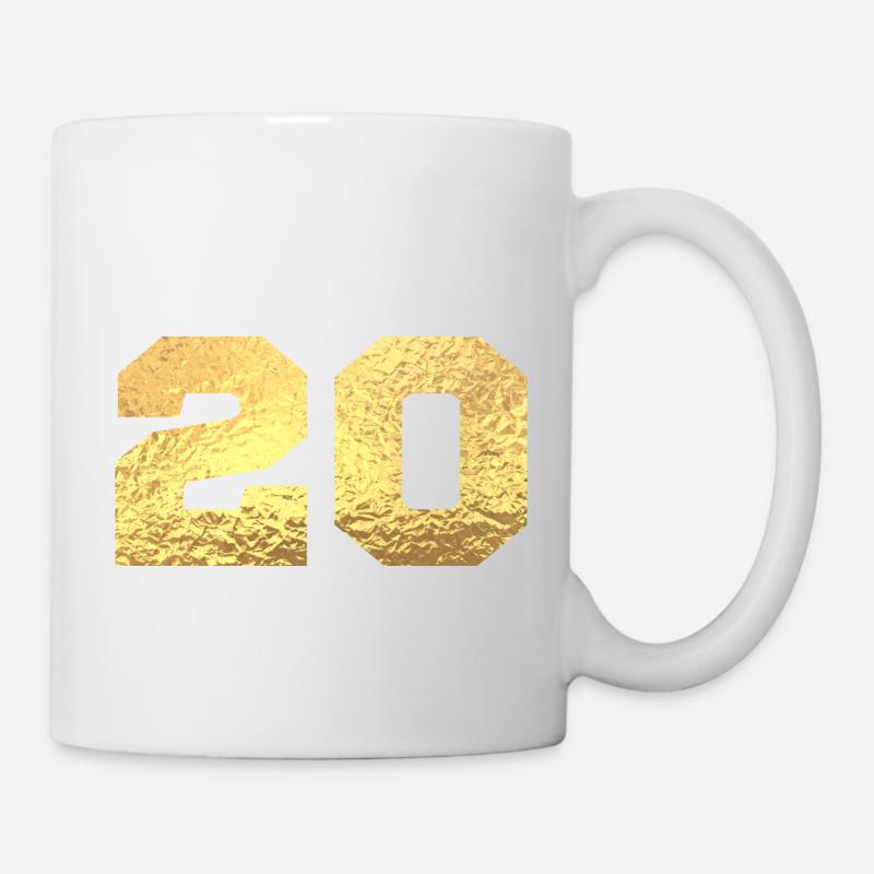 Numéro 20 paillettes doré - 20e anniversaire - Mug blanc - blanc