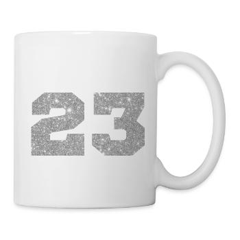 Number 23 Silver Glitter - 23rd Anniversary - Mug - white - Right