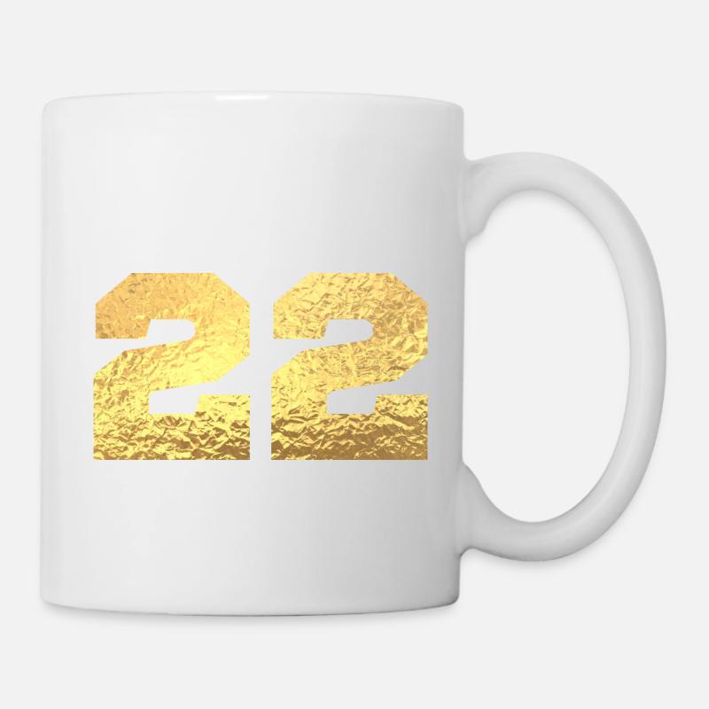 Numéro 22 paillettes doré - 22e anniversaire - Mug blanc - blanc