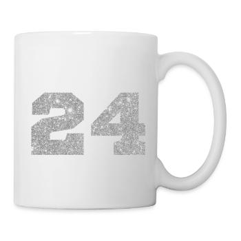 Numéro 24 paillettes argenté - 24e anniversaire - Mug blanc - blanc - Droite