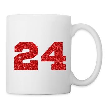 Numéro 24 paillettes rouge - 24e anniversaire - Mug blanc - blanc - Droite