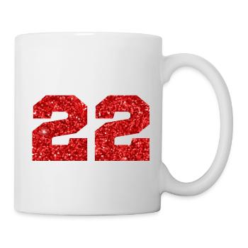 Number 22 Red Glitter - 22nd Anniversary - Mug - white - Right