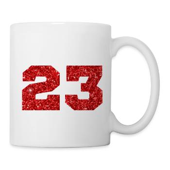Number 23 Red Glitter - 23rd Anniversary - Mug - white - Right