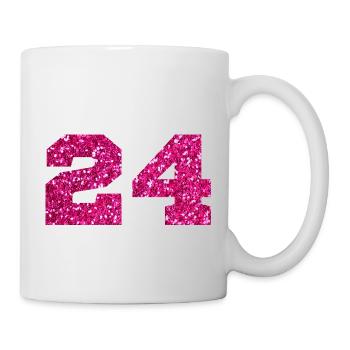 Numéro 24 paillettes rose - 24e anniversaire - Mug blanc - blanc - Droite