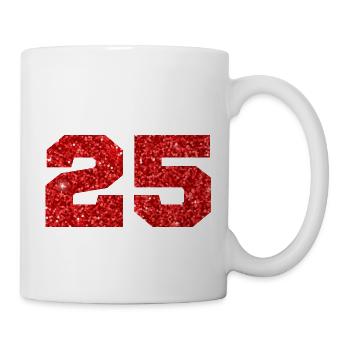 Number 25 Red Glitter - 25th Anniversary - Mug - white - Right