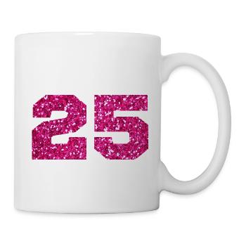 Number 25 Pink Glitter - 25th Anniversary - Mug - white - Right