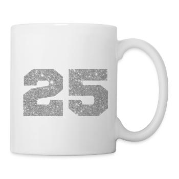 Number 25 Silver Glitter - 25th Anniversary - Mug - white - Right