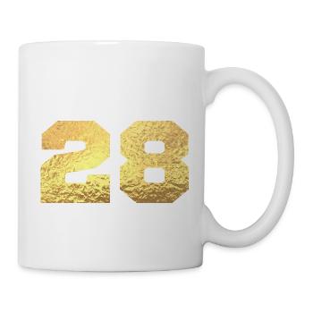 Nummer 28 Gold Glitter - 28. Jahrestag - Tasse - Weiß - Rechts