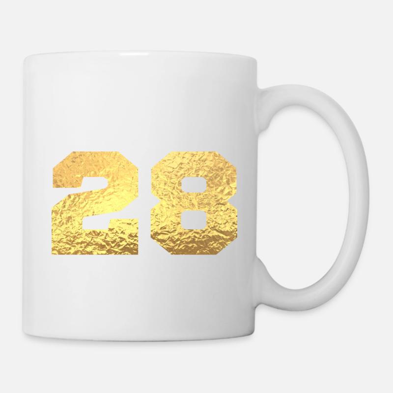 Numéro 28 paillettes doré - 28e anniversaire - Mug blanc - blanc