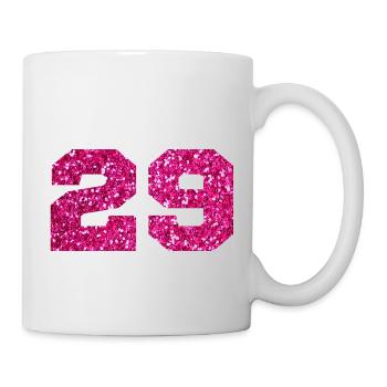 Nummer 29 Pink Glitter - 29. Geburtstag - Tasse - Weiß - Rechts