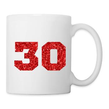 Numéro 30 paillettes rouge - 30e anniversaire - Mug blanc - blanc - Droite