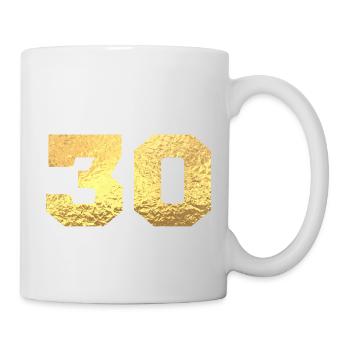 Numéro 30 paillettes doré - 30e anniversaire - Mug blanc - blanc - Droite