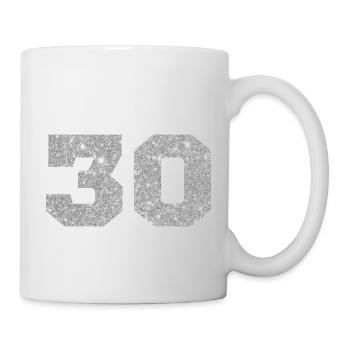Numéro 30 paillettes argenté - 30e anniversaire - Mug blanc - blanc - Droite