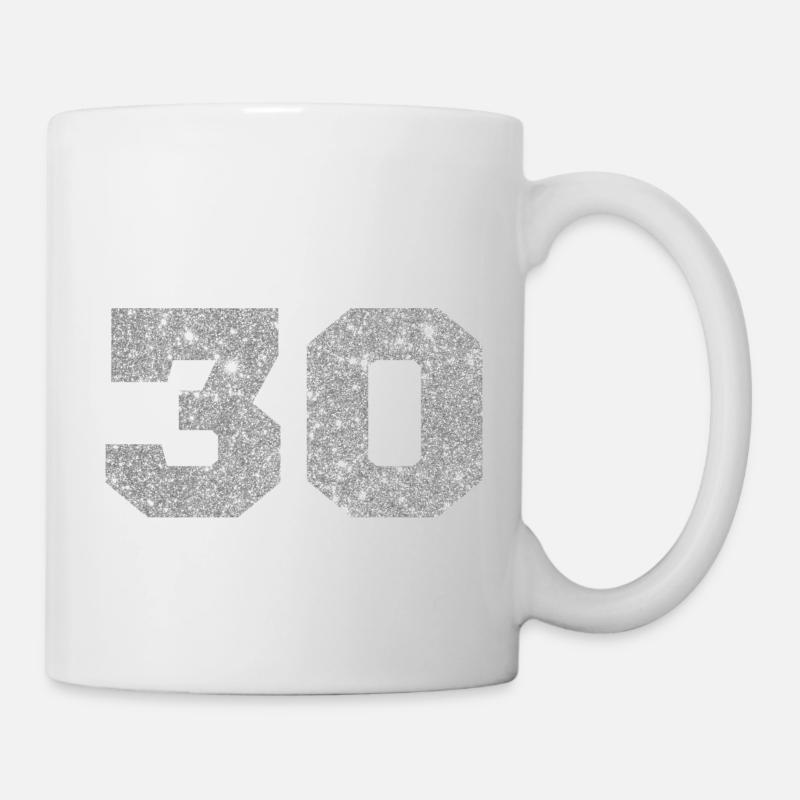 Nummer 30 Silberglitter - 30-jähriges Jubiläum - Tasse - Weiß