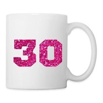 Numéro 30 paillettes rose - 30e anniversaire - Mug blanc - blanc - Droite