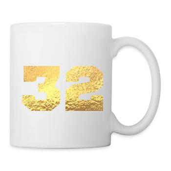 Numéro 32 paillettes doré - 32e anniversaire - Mug blanc - blanc - Droite