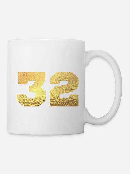 Numéro 32 paillettes doré - 32e anniversaire - Mug blanc - blanc