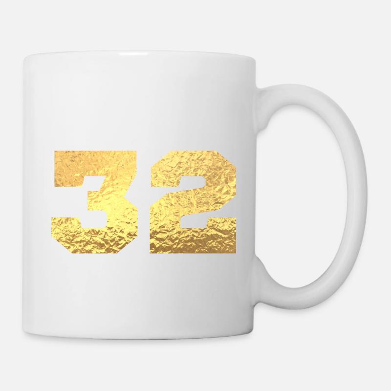 Numéro 32 paillettes doré - 32e anniversaire - Mug blanc - blanc