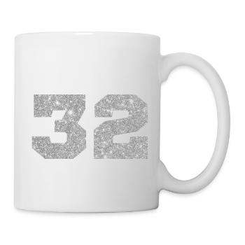Numéro 32 paillettes argenté - 32e anniversaire - Mug blanc - blanc - Droite