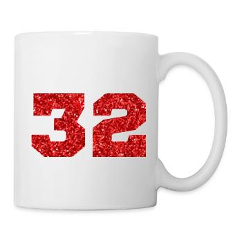 Numéro 32 paillettes rouge - 32e anniversaire - Mug blanc - blanc - Droite