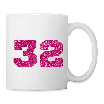 Numéro 32 paillettes rose - 32e anniversaire - Mug blanc - blanc - Droite