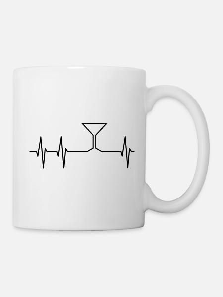 EKG und Cocktailglas - Tasse - Weiß