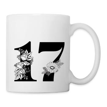 Number 17 Black Floral -17th Birthday Floral - Mug - white - Right