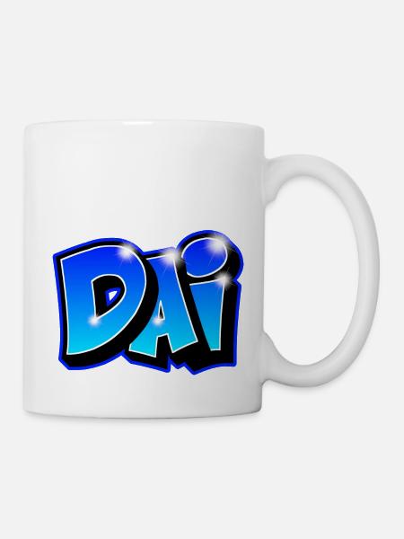 Graffiti "DAI" auf jedem Medium bedruckbar - Tasse - Weiß
