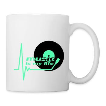Music is my Life Pulse Heartbeat Vinyl Music Logo - Mug - white - Right