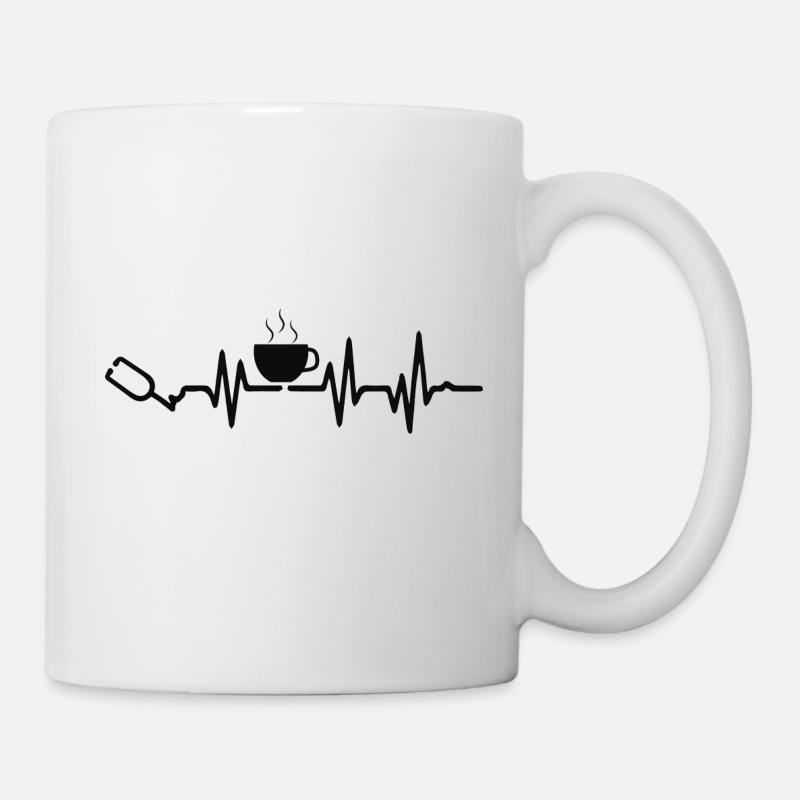 Kaffee Herzschlag - Tasse - Weiß
