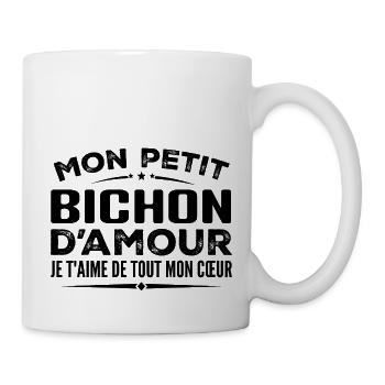 Cadeau bichon d'amour je t'aime de tout mon cœur - Mug blanc - blanc - Droite