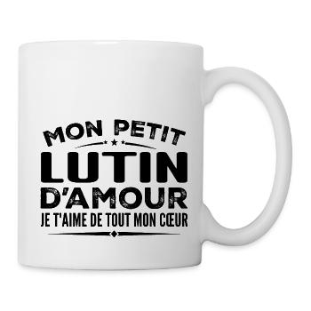 Cadeau lutin d'amour je t'aime de tout mon cœur - Mug blanc - blanc - Droite