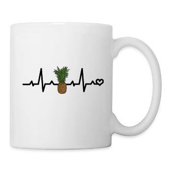 Ananas Herzschlag EKG Herzfrequenz Beat Liebe Herz - Tasse - Weiß - Rechts
