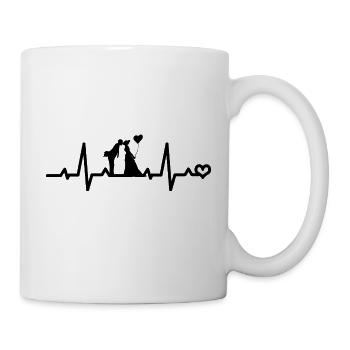 Battement de cœur des jeunes mariés - Battement de fréquence cardiaque de la mariée - Mug blanc - blanc - Droite