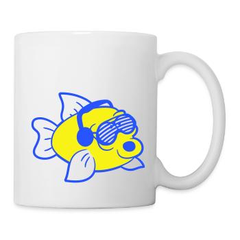 Fête, lait, vache, taureau, ferme, animal, visage, club de musique - Mug blanc - blanc - Droite