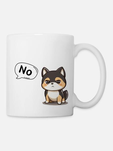 No, dissatisfied cute akita dog - Mug - white