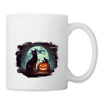 Halloween Cat Black Pumpkin Moon Gothic Witch - Mug - white - Right