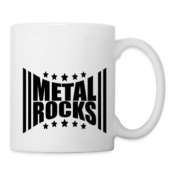 Heavy Metal Rocks Hard Rock Music Text Stars Logo - Mug - white - Right