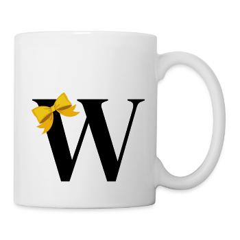 Buchstabe mit gelber Schleife - Tasse - Weiß - Rechts