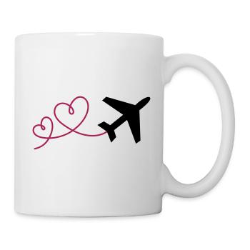 Avion avec des cœurs (les couleurs peuvent être changées) - Mug blanc - blanc - Droite