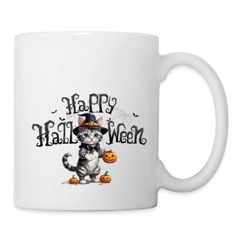 Niedliche hexenhafte Katze Halloween Cute Witchy - Tasse - Weiß - Rechts