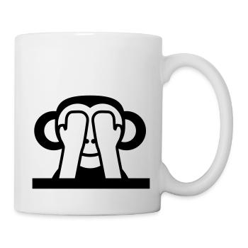 3 Weise Affen Nichts Sehen Hält Augen Zu Versteckt - Tasse - Weiß - Rechts
