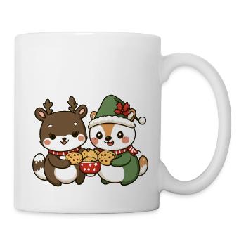 Animaux mangeant des biscuits Pâtisserie de Noël - Mug blanc - blanc - Droite